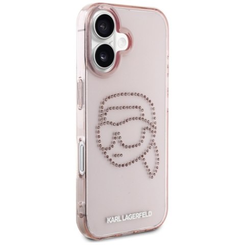 Karl Lagerfeld IML Rhinestones Karl Head - Etui do iPhone 16 (różowy) Karl Lagerfeld IML Rhinestones Karl Head - Etui do iPhone 16 (różowy)