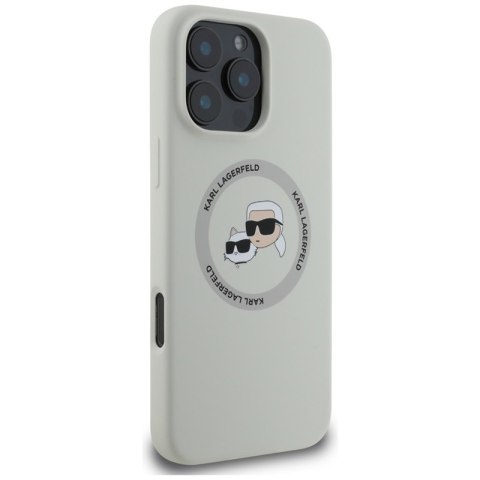Karl Lagerfeld Silicone Double Heads And Circle MagSafe - Etui do iPhone 16 Pro Max (beżowy) Karl Lagerfeld Silicone Double Heads And Circle MagSafe - Etui do iPhone 16 Pro Max (beżowy)