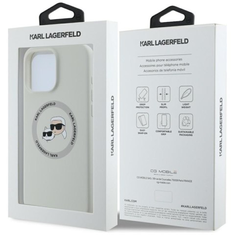 Karl Lagerfeld Silicone Double Heads And Circle MagSafe - Etui do iPhone 16 Pro Max (beżowy) Karl Lagerfeld Silicone Double Heads And Circle MagSafe - Etui do iPhone 16 Pro Max (beżowy)