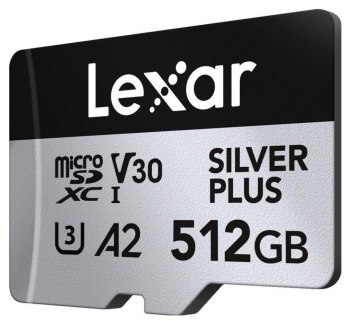 Lexar 512GB microSDXC Professional SILVER Plus UHS-I A2 V30 U3 4K