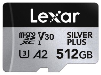 Lexar 512GB microSDXC Professional SILVER Plus UHS-I A2 V30 U3 4K Lexar 512GB microSDXC Professional SILVER Plus UHS-I A2 V30 U3 4K