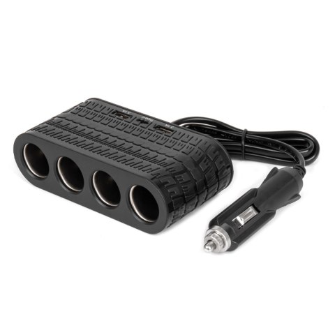 Rozdzielacz gniazda zapalniczki z ładowarką 2x usb-a 1x usb-c 12v 24v 120w 80cm amio-04367
