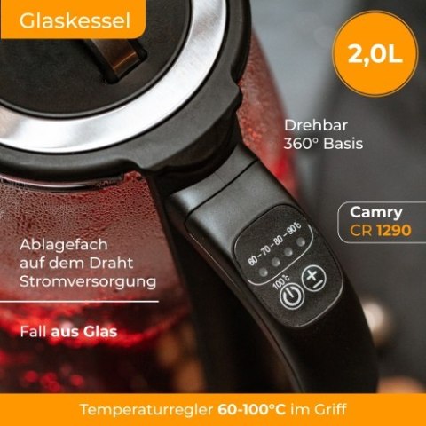CR 1290 black Czajnik szklany 2,0 l z zaparzaczem oraz regulacją temp. CR 1290 black Czajnik szklany 2,0 l z zaparzaczem oraz regulacją temp.