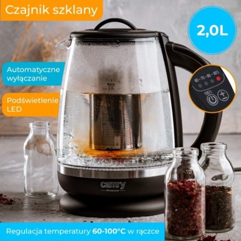 CR 1290 black Czajnik szklany 2,0 l z zaparzaczem oraz regulacją temp. CR 1290 black Czajnik szklany 2,0 l z zaparzaczem oraz regulacją temp.