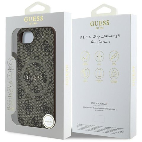 Guess 4G Ring Classic Logo MagSafe - Etui do iPhone 16e (brązowy) Guess 4G Ring Classic Logo MagSafe - Etui do iPhone 16e (brązowy)
