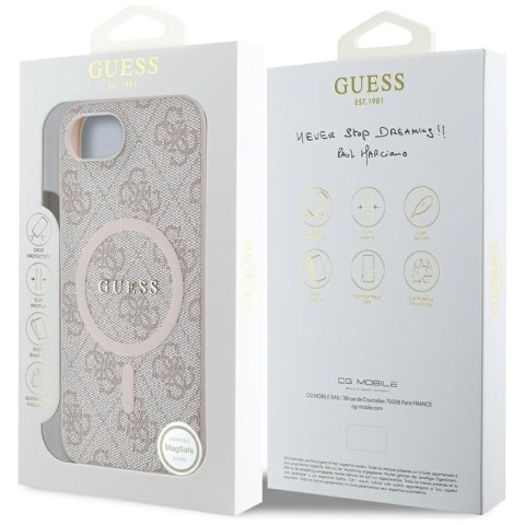 Guess 4G Ring Classic Logo MagSafe - Etui do iPhone 16e (różowy) Guess 4G Ring Classic Logo MagSafe - Etui do iPhone 16e (różowy)