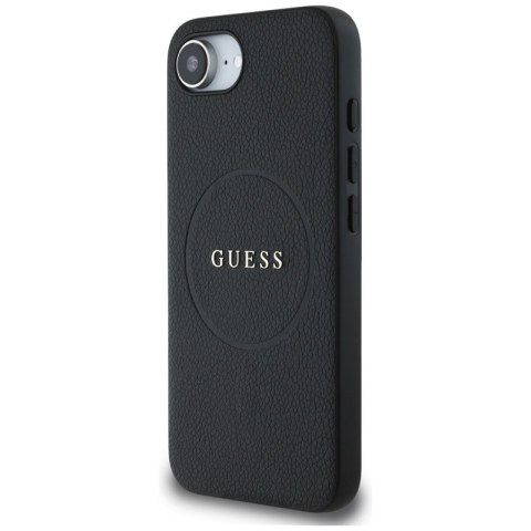 Guess Grained Ring MagSafe - Etui do iPhone 16e (czarny) Guess Grained Ring MagSafe - Etui do iPhone 16e (czarny)