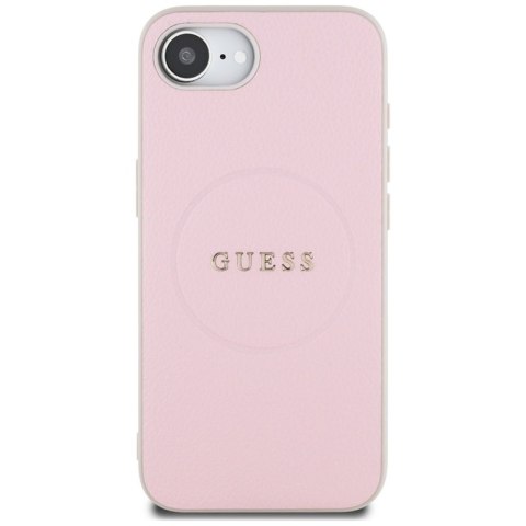 Guess Grained Ring MagSafe - Etui do iPhone 16e (różowy) Guess Grained Ring MagSafe - Etui do iPhone 16e (różowy)
