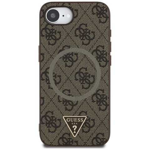 Guess 4G Ring Triangle Logo MagSafe - Etui do iPhone 16e (brązowy) Guess 4G Ring Triangle Logo MagSafe - Etui do iPhone 16e (brązowy)