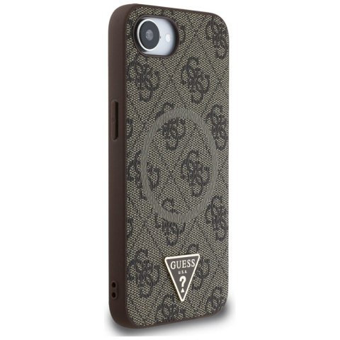 Guess 4G Ring Triangle Logo MagSafe - Etui do iPhone 16e (brązowy) Guess 4G Ring Triangle Logo MagSafe - Etui do iPhone 16e (brązowy)