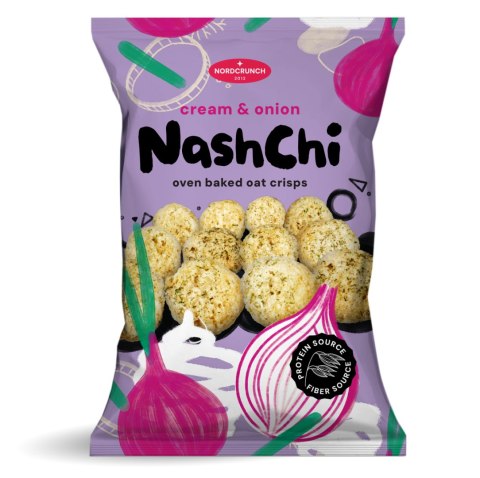 CHRUPKI PROTEINOWE O SMAKU ŚMIETANKOWO - CEBULOWYM 60 g - NORDCRUNCH CHRUPKI PROTEINOWE O SMAKU ŚMIETANKOWO - CEBULOWYM 60 g - NORDCRUNCH