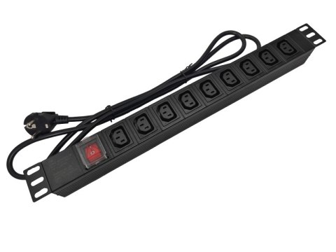 Listwa zasilająca 19" 230V - 9 gniazd (IEC320 C13), z wyłącznikiem LED, kabel 1,8m CEE 7/7 ALANTEC Listwa zasilająca 19" 230V - 9 gniazd (IEC320 C13), z wyłącznikiem LED, kabel 1,8m CEE 7/7 ALANTEC