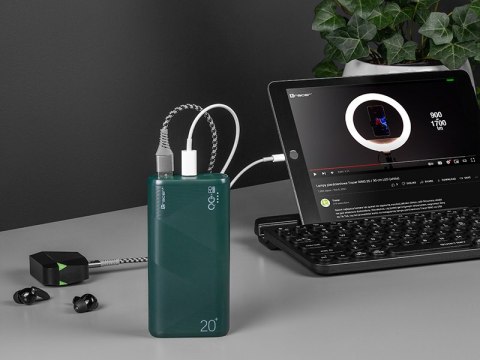 Power bank TRACER KORI 20000mAh QC3.0-PD20W GR green Power bank TRACER KORI 20000mAh QC3.0-PD20W GR green