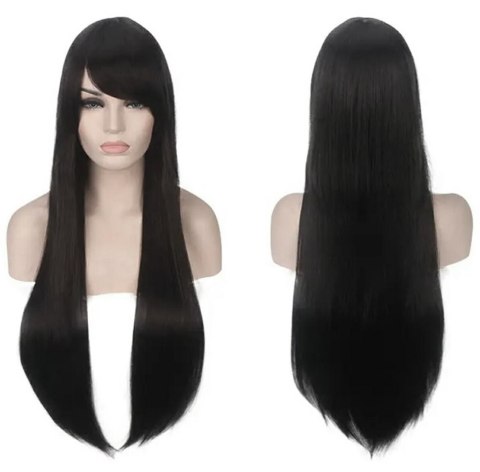 BQ3E Peruka włosy 80cm czarne cosplay BQ3E Peruka włosy 80cm czarne cosplay