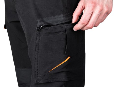 Spodnie robocze Mix&Match, 4 way stretch, czarno-pomarańczowe, rozmiar L Spodnie robocze Mix&Match, 4 way stretch, czarno-pomarańczowe, rozmiar L