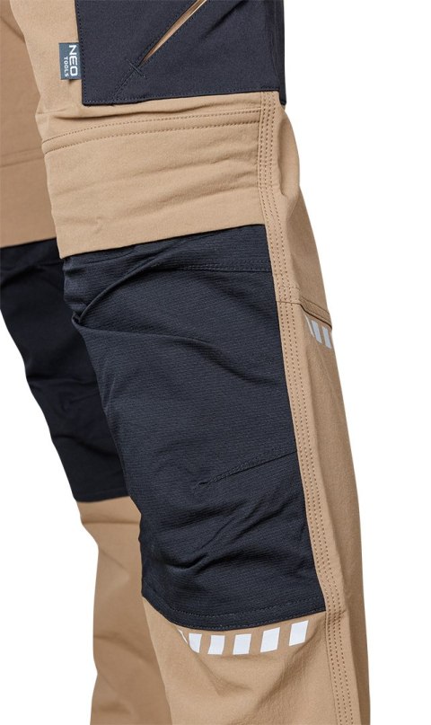 Spodnie robocze Mix&Match, 4 way stretch, z kaburami, Cordura, beżowo-czarne, rozmiar XS Spodnie robocze Mix&Match, 4 way stretch, z kaburami, Cordura, beżowo-czarne, rozmiar XS