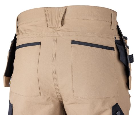 Spodnie robocze Mix&Match, 4 way stretch, z kaburami, Cordura, beżowo-czarne, rozmiar S Spodnie robocze Mix&Match, 4 way stretch, z kaburami, Cordura, beżowo-czarne, rozmiar S