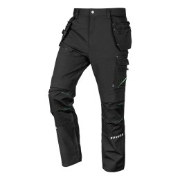 Spodnie robocze Mix&Match, 4 way stretch, z kaburami, Cordura, czarne, rozmiar XXXL