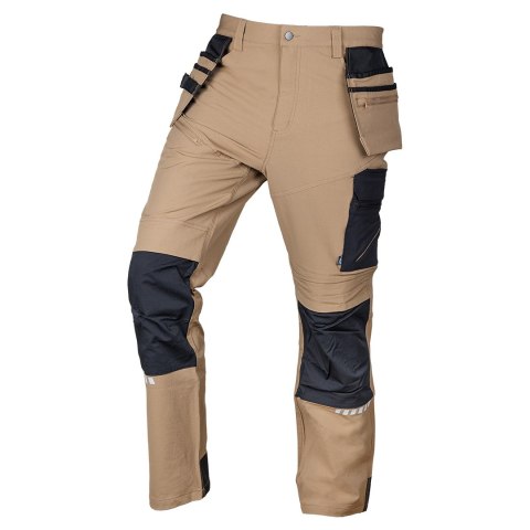 Spodnie robocze Mix&Match, 4 way stretch, z kaburami, wzmocnienia z Cordury, beżowo-czarne, rozmiar Spodnie robocze Mix&Match, 4 way stretch, z kaburami, wzmocnienia z Cordury, beżowo-czarne, rozmiar