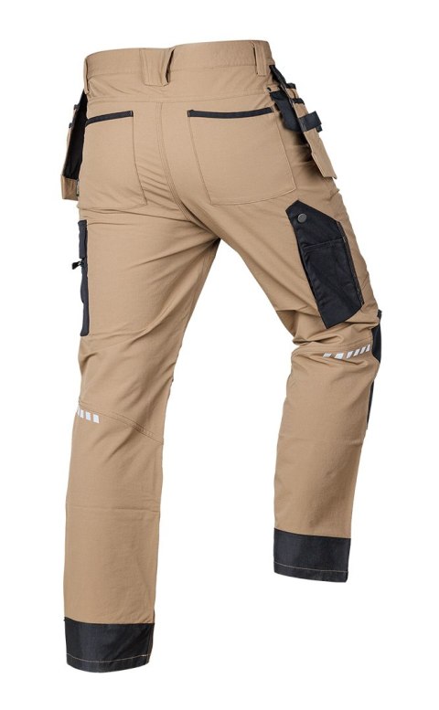 Spodnie robocze Mix&Match, 4 way stretch, z kaburami, wzmocnienia z Cordury, beżowo-czarne, rozmiar Spodnie robocze Mix&Match, 4 way stretch, z kaburami, wzmocnienia z Cordury, beżowo-czarne, rozmiar