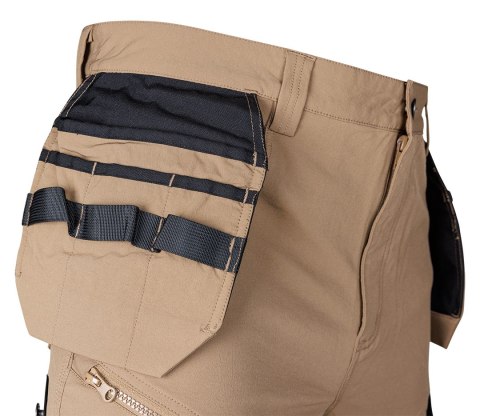 Spodnie robocze Mix&Match, 4 way stretch, z kaburami, wzmocnienia z Cordury, beżowo-czarne, rozmiar Spodnie robocze Mix&Match, 4 way stretch, z kaburami, wzmocnienia z Cordury, beżowo-czarne, rozmiar