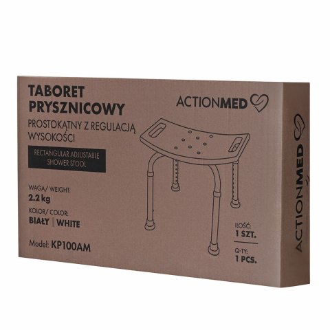 Taboret prysznicowy prostokątny z regulacją wysokości Taboret prysznicowy prostokątny z regulacją wysokości
