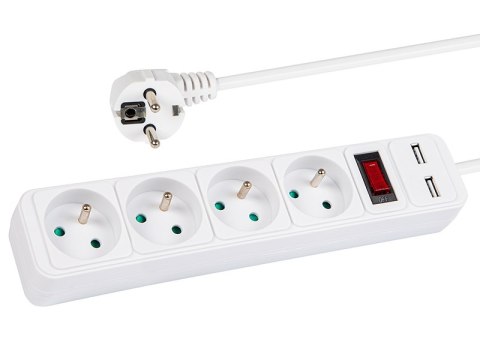 98-784# Przedłużacz sieciowy pr-470wsp/usb 4-gniazda+usb z uziemieniem+wyłącznik 3m biały 3x1,5mm 98-784# Przedłużacz sieciowy pr-470wsp/usb 4-gniazda+usb z uziemieniem+wyłącznik 3m biały 3x1,5mm