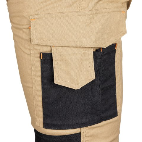 Spodnie robocze Mix&Match, Canvas, wzmocnienia z Cordury, beżowo-czarne, rozmiar XXL Spodnie robocze Mix&Match, Canvas, wzmocnienia z Cordury, beżowo-czarne, rozmiar XXL