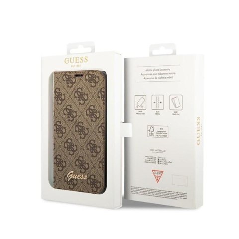 Guess 4G Metal Camera Outline Booktype Case - Etui iPhone 14 Pro (brązowy) Guess 4G Metal Camera Outline Booktype Case - Etui iPhone 14 Pro (brązowy)