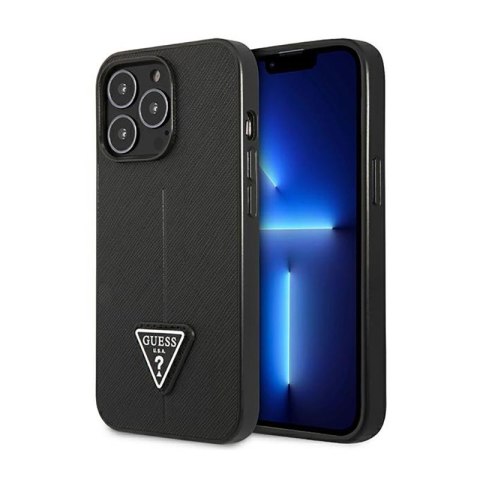 Guess Saffiano Triangle Logo Case - Etui iPhone 14 Pro Max (czarny) Guess Saffiano Triangle Logo Case - Etui iPhone 14 Pro Max (czarny)