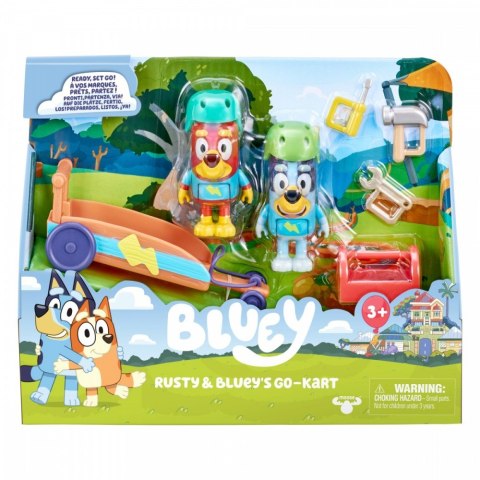 Zestaw figurek bluey gokart + 2 figurki piesków Zestaw figurek bluey gokart + 2 figurki piesków