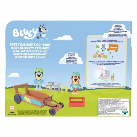 Zestaw figurek bluey gokart + 2 figurki piesków Zestaw figurek bluey gokart + 2 figurki piesków