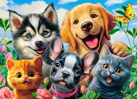 Puzzle 70 elementów pieski kotki pets selfie Puzzle 70 elementów pieski kotki pets selfie