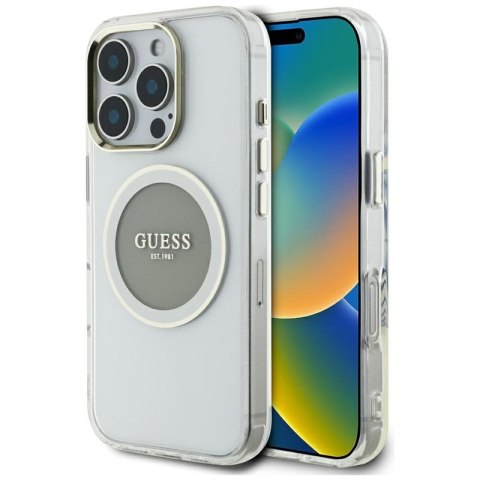 Guess IML Metal Colored Circle Classic Logo MagSafe - Etui do iPhone 16 Pro Max (szary)