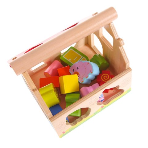 Drewniany domek, farma sorter z klockami ECOTOYS Drewniany domek, farma sorter z klockami ECOTOYS