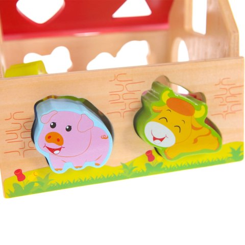 Drewniany domek, farma sorter z klockami ECOTOYS Drewniany domek, farma sorter z klockami ECOTOYS