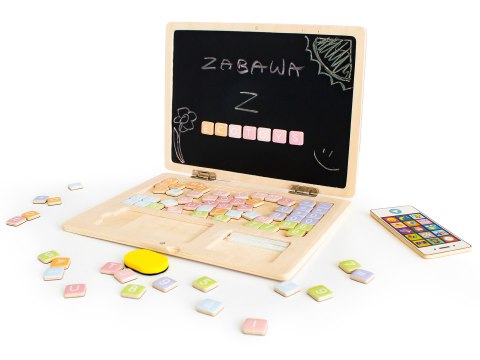 Drewniany laptop edukacyjny tablica magnetyczna ECOTOYS Drewniany laptop edukacyjny tablica magnetyczna ECOTOYS
