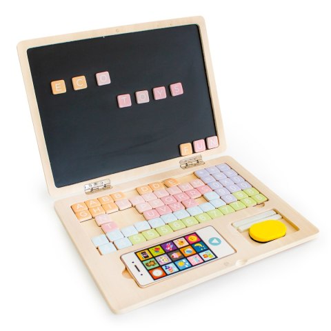 Drewniany laptop edukacyjny tablica magnetyczna ECOTOYS Drewniany laptop edukacyjny tablica magnetyczna ECOTOYS