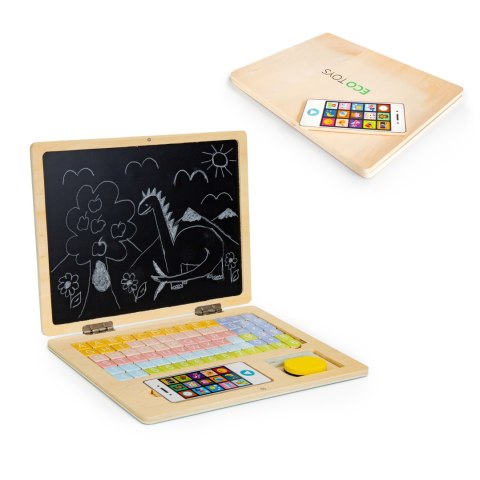 Drewniany laptop edukacyjny tablica magnetyczna ECOTOYS Drewniany laptop edukacyjny tablica magnetyczna ECOTOYS