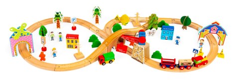 Drewniany pociąg kolejka 74 elementy ECOTOYS Drewniany pociąg kolejka 74 elementy ECOTOYS