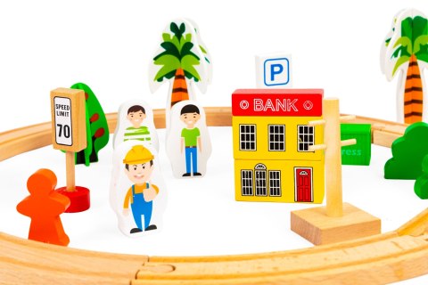Drewniany pociąg kolejka 74 elementy ECOTOYS Drewniany pociąg kolejka 74 elementy ECOTOYS