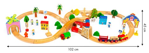 Drewniany pociąg kolejka 74 elementy ECOTOYS Drewniany pociąg kolejka 74 elementy ECOTOYS
