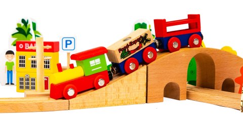 Drewniany pociąg kolejka 74 elementy ECOTOYS Drewniany pociąg kolejka 74 elementy ECOTOYS
