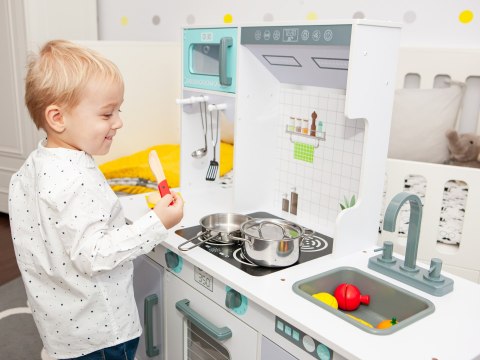 Duża drewniana kuchnia dla dzieci z akcesoriami ECOTOYS Duża drewniana kuchnia dla dzieci z akcesoriami ECOTOYS