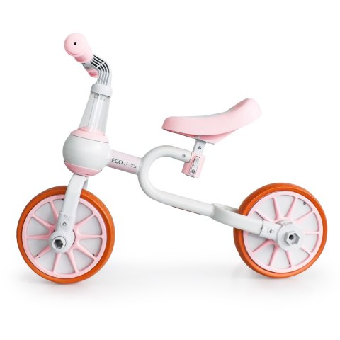 Rower rowerek biegowy 4w1 Pedały Kółka boczne różowy ECOTOYS Rower rowerek biegowy 4w1 Pedały Kółka boczne różowy ECOTOYS
