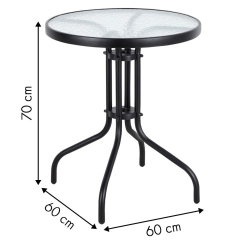 Stolik ogrodowy 60 cm szkło hartowane stół na ogród taras balkon MultiGarden Stolik ogrodowy 60 cm szkło hartowane stół na ogród taras balkon MultiGarden