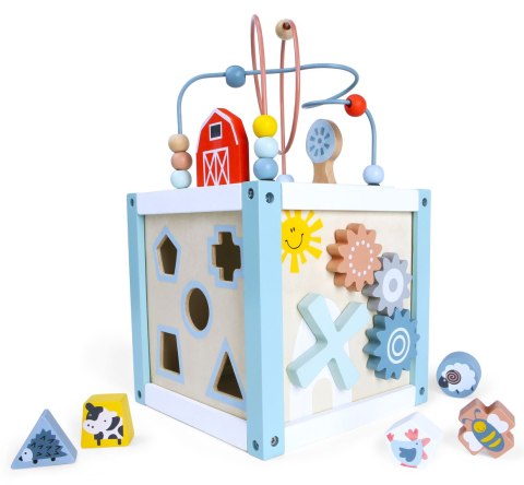 Drewniana kostka edukacyjna sorter +klocki ECOTOYS Drewniana kostka edukacyjna sorter +klocki ECOTOYS