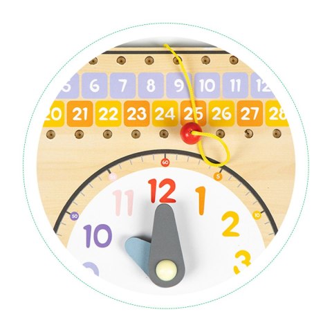 Drewniana tablica manipulacyjna kalendarz zegar ECOTOYS Drewniana tablica manipulacyjna kalendarz zegar ECOTOYS