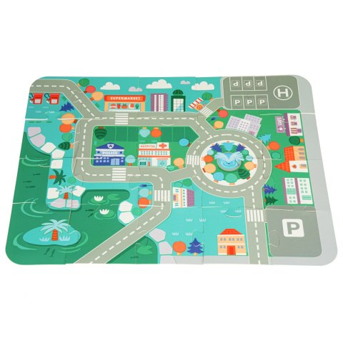 Drewniane klocki edukacyjne miasto mata 121 sztuk ECOTOYS Drewniane klocki edukacyjne miasto mata 121 sztuk ECOTOYS