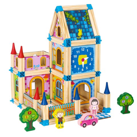 Drewniane klocki konstrukcyjne budowanie domek 6w1 ECOTOYS Drewniane klocki konstrukcyjne budowanie domek 6w1 ECOTOYS